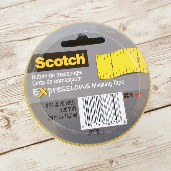 Ruler Masking Tape NIP Scotch Expressions 12” Increments Yellow 0.94” x 20 Yds - Picture 1 of 4
